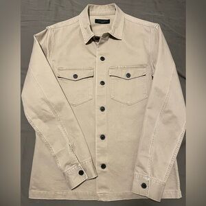AllSaints Beige Jacket Firebase Vintage Medium Men's Brown Overshirt Buttons